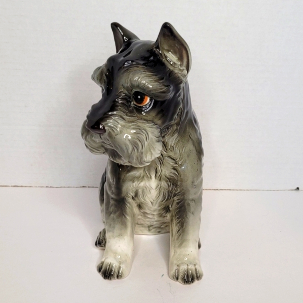 Schnauzer Terrier Dog Vintage Ceramic Planter Vase Japan Mold Relpo 1895 - Picture 8 of 14